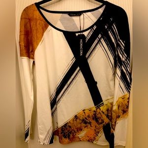 Brand new, with tags, long sleeve, multi-colored casual top